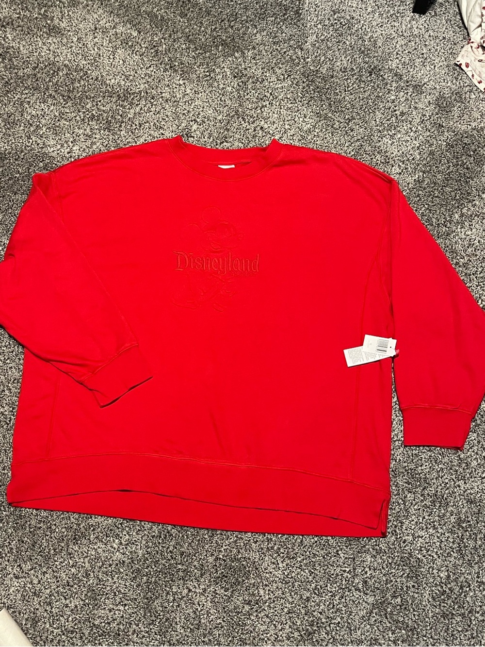 Disneyland Resort Women’s  Red Embossed Crewneck Sweatshirt